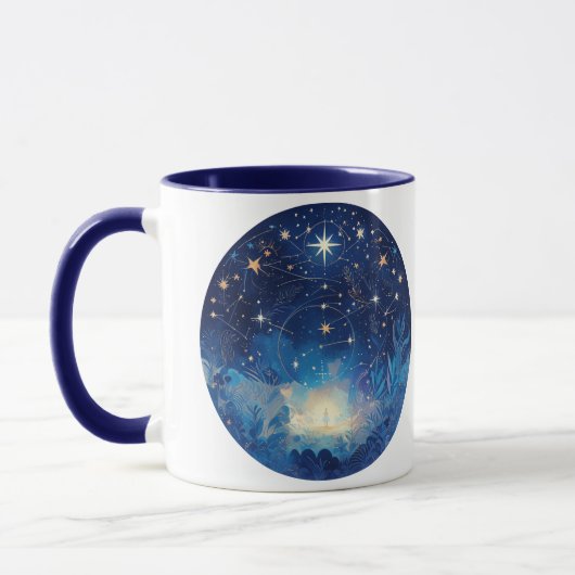 天〔占星術の〕十二宮図疑問に思 マグカップ (左)