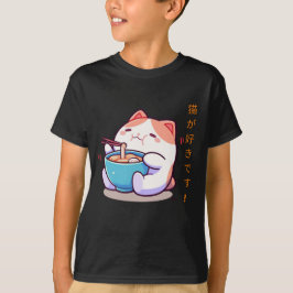 太いおもしろいかわいいネコTシャツ Tシャツ