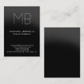 太いグレーモダンのモノグラムの名刺 名刺 (正面/裏面)