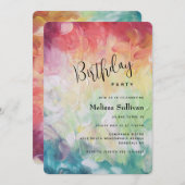 太いブラシストローク絵を描抽象芸術誕生日 招待状 (正面/裏面)