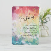 太いブラシストローク絵を描抽象芸術誕生日 招待状 (スタンド正面)