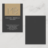 太いベージュグレイユニークモノグラム名刺 名刺 (正面/裏面)