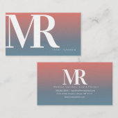 太いモダン文字星状グラデーション珊瑚色 名刺 (正面/裏面)