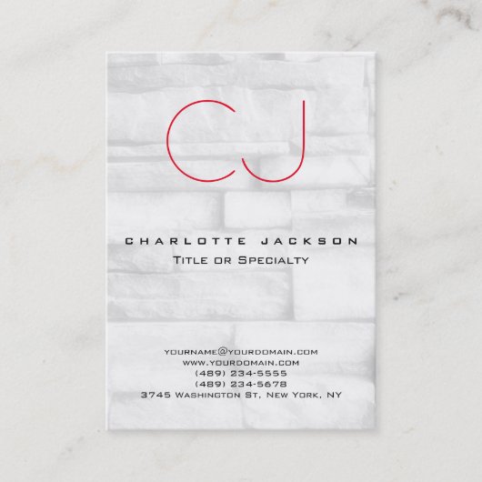 太いモノグラムスタイリッシュウォールレンガの背景 名刺 (正面)