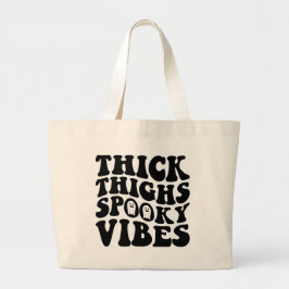 太い太い太い太い&ビーブハロウィン不気味秋ウィッチー ラージトートバッグ