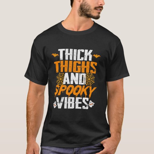 太い太い太い太不気味太いバイブ面白いハロウィーンTシャツ Tシャツ (正面)