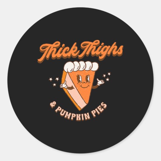 太い太ももとカボチャのパイ秋の秋感謝祭 ラウンドシール (正面)