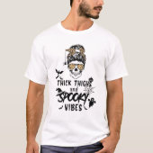 太い太ももも不気味とバイブが汚いパンSを漂白 Tシャツ (正面)