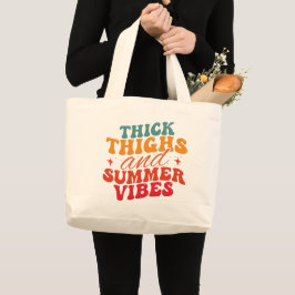 太い太ももも&サマービベスビーチ食料品 ラージトートバッグ