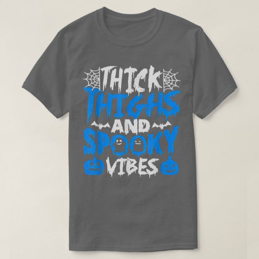 太い太もも不気味とビベスハッピーハローウィンゴス Tシャツ (デザイン正面)