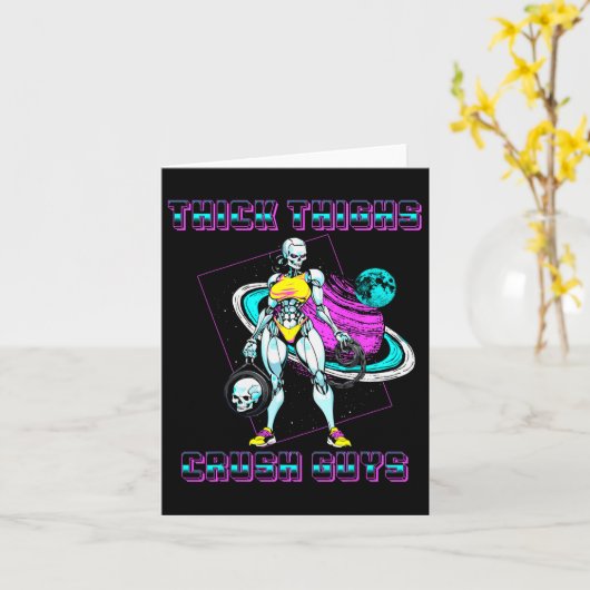 太い太もも圧砕男の重量挙げボディビル カード (黄色い花)