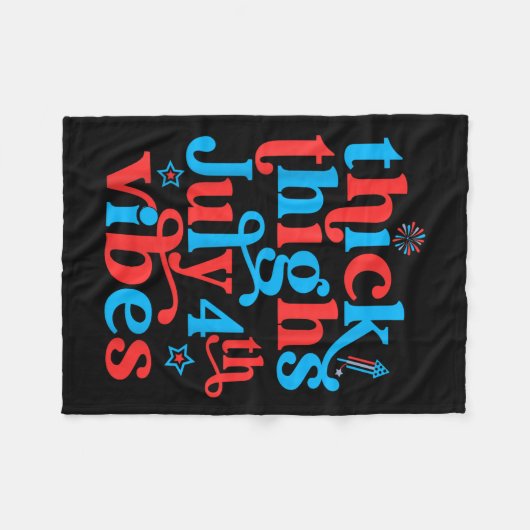 太い太もも7月4日Vibes女性男性用引用文 フリースブランケット (正面(横))