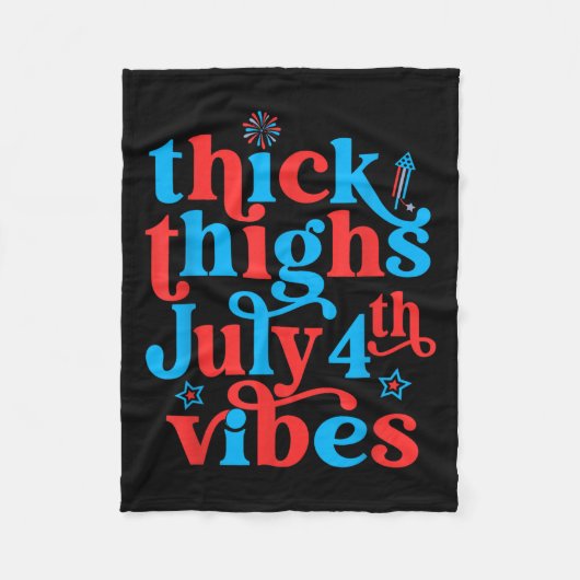太い太もも7月4日Vibes女性男性用引用文 フリースブランケット (正面)
