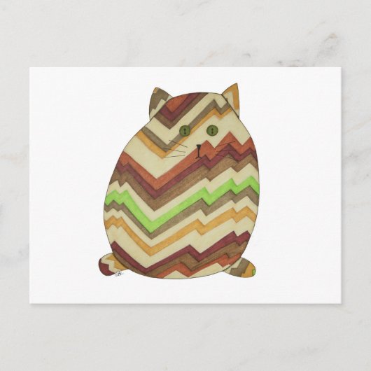 太い猫はがき ポストカード (正面)