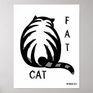 太い猫グレーとブラック ポスター