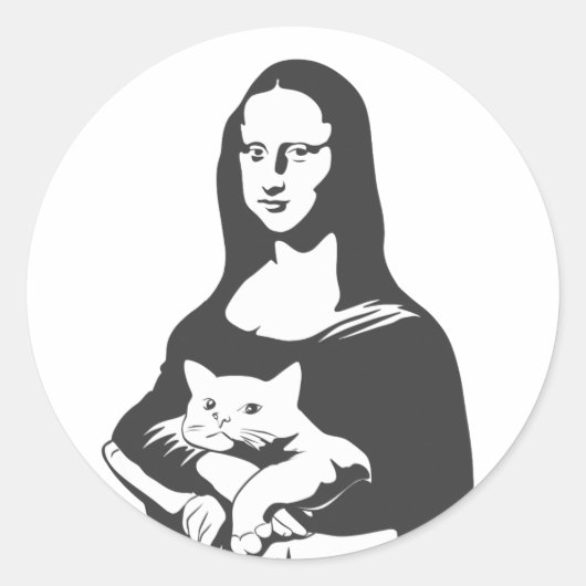 太い猫by da vinci – 背景色を選択 ラウンドシール (正面)