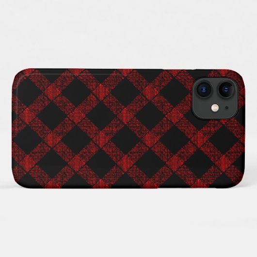 太い素朴線を持つ黒くて鮮やかな赤い格子模様 Case-Mate iPhoneケース (裏面(横))