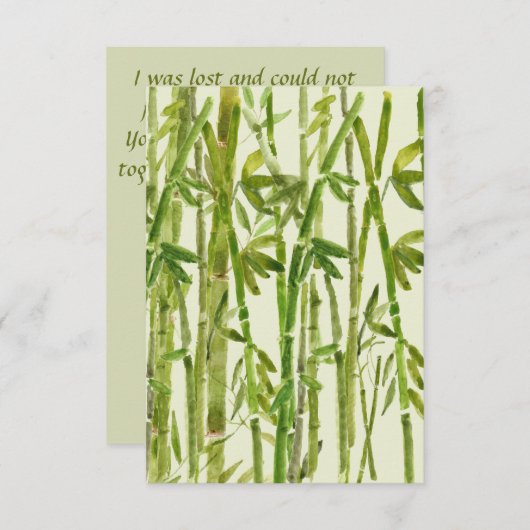 太い緑の竹がパスのサンキューカードを隠す サンキューカード (正面/裏面)