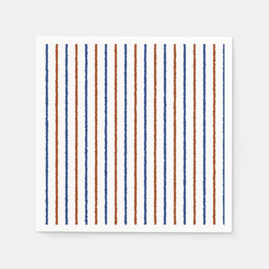 太い線と太ストライプ色の青い色 スタンダードカクテルナプキン (正面)