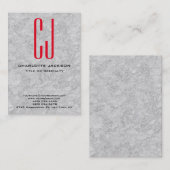 太い赤スタイリッシュモノグラムグレー背景 名刺 (正面/裏面)