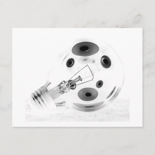 太い電球の白黒ネガ写真 ポストカード (正面)