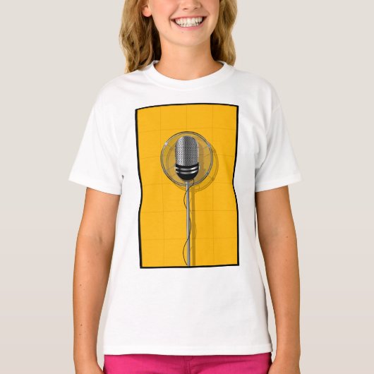太い黄色のレトロマイク Tシャツ (正面)