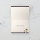 太い黒のライン、象牙色のストライプ、花柄、ありがとう２ サンキューカード (内部)