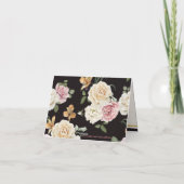 太い黒のライン、象牙色のストライプ、花柄、ありがとう２ サンキューカード (裏面)