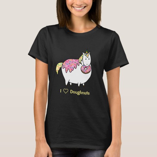太おもしろいいユニコーン食べドーナツ Tシャツ (正面)