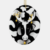 太おもしろい牛のクリスマスオーナメント セラミックオーナメント (右)