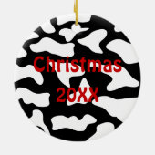 太おもしろい牛のクリスマスオーナメント セラミックオーナメント (裏面)