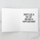太おもしろい猫誕生日グリーティングカード サンキューカード (内部)