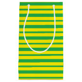 太く細い緑と黄色のストライプ スモールペーパーバッグ (正面)