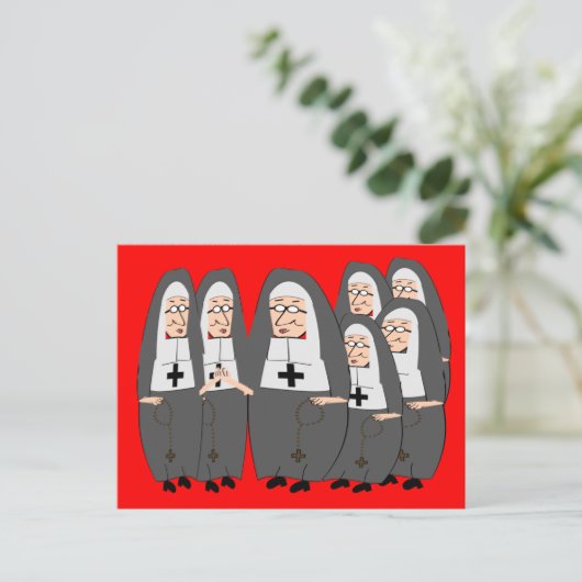 「太っおもしろいた修道女」任意の大事な行事のためのギフト ポストカード (スタンド正面)