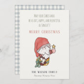 太っおもしろいた幸せなサンタのクリスマスの願い シーズンカード (正面/裏面)