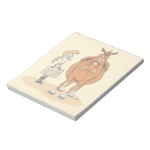 太っおもしろいた漫画の馬の女性は干し草のために働く ノートパッド (回転)