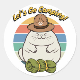 太っおもしろいた猫がキャンプに行きたい ラウンドシール