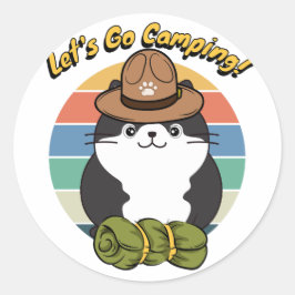 太っおもしろいた猫がキャンプに行きたい ラウンドシール
