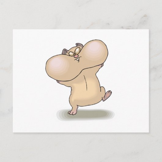 太っおもしろいぽい頬のハムスター ポストカード (正面)