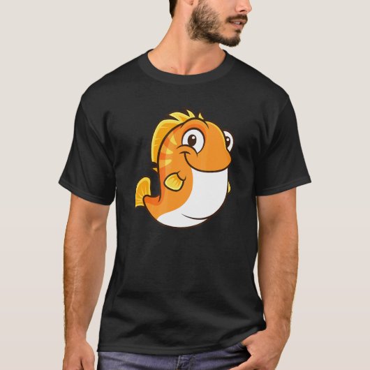 太ったかわいいふっくらとしたオレンジ色の魚 Tシャツ (正面)