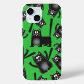 太ったぽちゃぽちゃの黒い猫の携帯電話のカバーケース Case-Mate iPhoneケース (裏面)