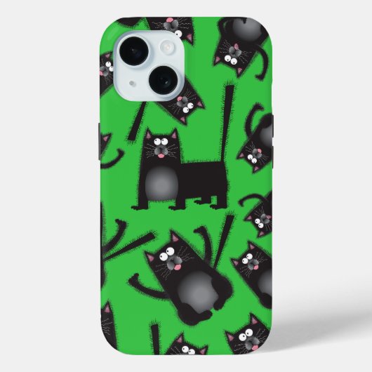 太ったぽちゃぽちゃの黒い猫の携帯電話のカバーケース Case-Mate iPhoneケース (裏面)