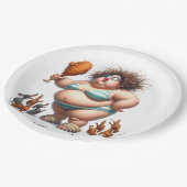 太ったアニメーション食べガールの友人の鶏 ペーパープレート (アングル)