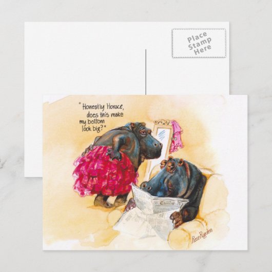 太ったカバ ポストカード (正面/裏面)