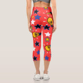 太ったシックモダンラガーリーかわいらしイト赤いパターン カプリレギンス (裏面)