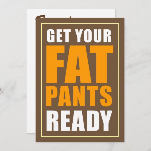 太ったズボンを友だちにする（茶） 招待状 (正面/裏面)