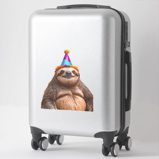 太ったナマケモノの誕生日パーティーハットギフトおもしろいミーム プレゼント シール (スーツケース)
