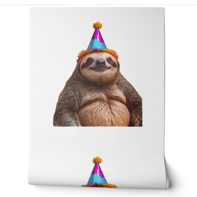太ったナマケモノの誕生日パーティーハットギフトおもしろいミーム プ 壁紙 (ほどく)