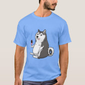 太ったハスキー犬のdogeミーム tシャツ (正面)