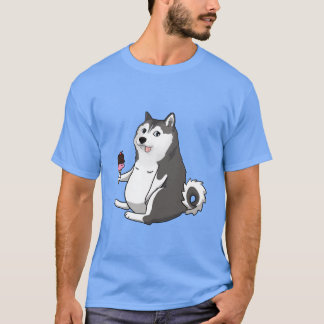 太ったハスキー犬のdogeミーム tシャツ